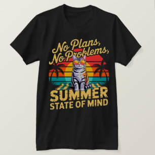 Retro-Sommerkatze-Sonnenuntergang-T-Shirt - Keine  T-Shirt