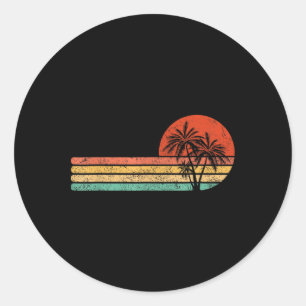 Retro-Sommerurlaub Männer Frauen Retro-Strand Palm Runder Aufkleber