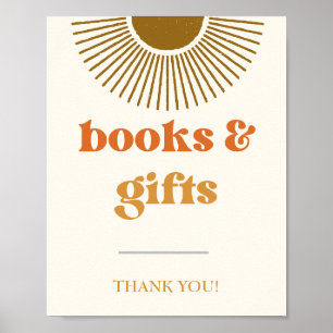 Retro-Sonne Bücher & Geschenke Schild, Boho-Sonne  Poster