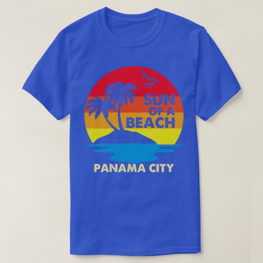 Retro-Sonne eines Strandpanamas T-Shirt (Design vorne)