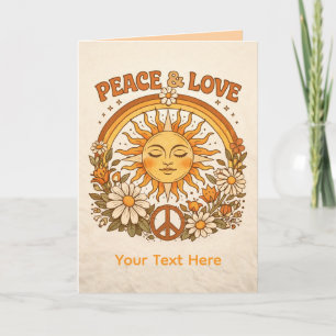 Retro-Sonne-Frieden-und-Liebe-Kunstkarte Karte