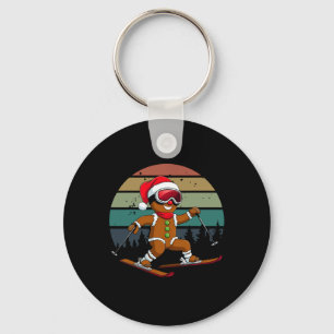Retro-Sonne-Gingerbread-Mann-Ski-Santa-Hut-Xmas-Sk Schlüsselanhänger