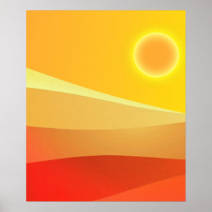 RETRO-SONNE MITTE DES JAHRHUNDERTS ABSTRAKTE LANDS POSTER