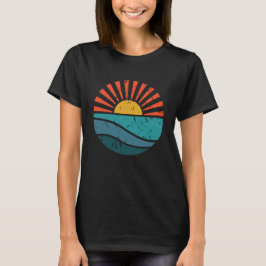 Retro-Sonne-Ozeanwellen Vintage-Grafik T-Shirt