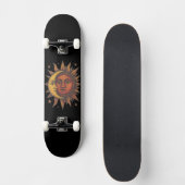 Retro Sonne und Mond Unisex Skateboard (Vorderseite)