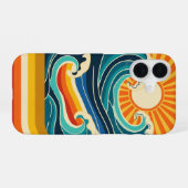 Retro Sonne & Wellen iPhone 16 Hülle (Rückseite (Horizontal))