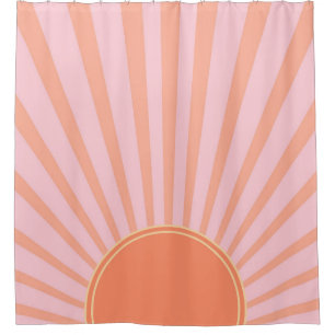 Retro-Sonnen-Burst-Sonnenuntergang-Sonnenaufgang-P Duschvorhang