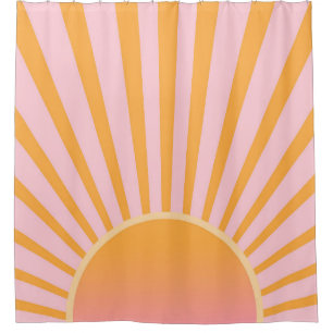 Retro-Sonnen-Burst-Sonnenuntergang-Sonnenaufgang-P Duschvorhang