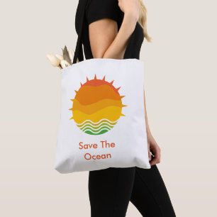 Retro-Sonnen- und Meereswellen-Grafik  Tasche