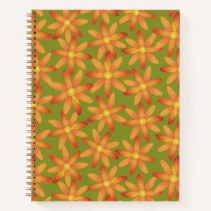 Retro-Sonnenaufgang-Gänseblümchen-Blumen in golden Notizblock