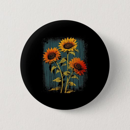 Retro Sonnenblume Boho Hippie Fall Ästhetik #1 Gra Button (Vorderseite)