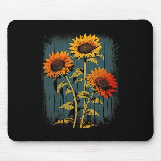 Retro Sonnenblume Boho Hippie Fall Ästhetik #1 Gra Mousepad (Vorne)
