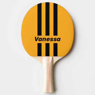 Retro Sonnenblume Brumm Drei Pin Streifen mit Name Tischtennis Schläger
