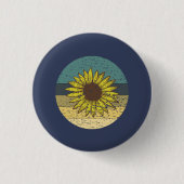 Retro-Sonnenblume Button (Vorderseite)