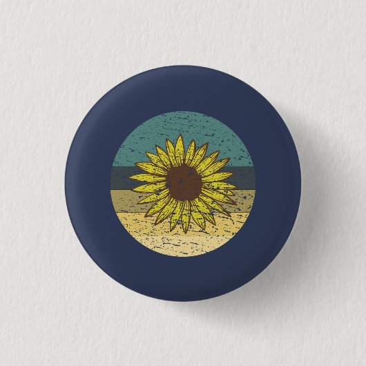 Retro-Sonnenblume Button (Vorderseite)