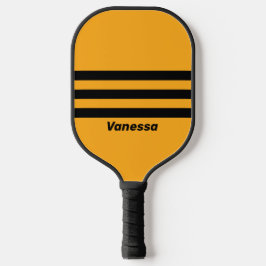 Retro Sonnenblume Buzz Drei über Streifen | Name Pickleball Schläger