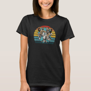 Retro-Sonnenblume Stier-Schädel Edelstein Western- T-Shirt