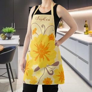 Retro-Sonnenblumen-Blumenmuster-Gelbe Blumen Schürze