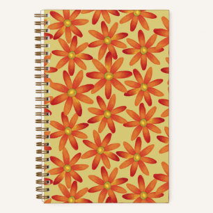 Retro-Sonnenblumen-Daisy-Blumenmuster in warmem Ge Notizblock
