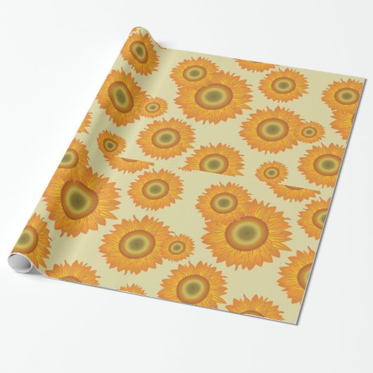 Retro Sonnenblumen Geschenkpapier (Ungerollt)