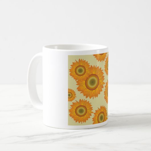 Retro Sonnenblumen Kaffeetasse (Vorderseite Links)