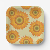 Retro Sonnenblumen Pappteller (Vorderseite)