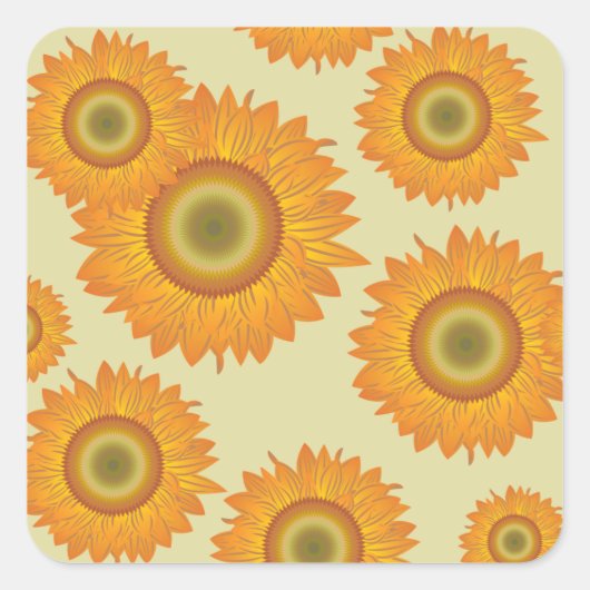 Retro Sonnenblumen Quadratischer Aufkleber (Vorderseite)