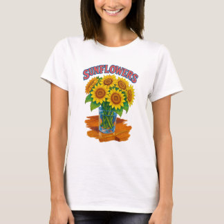 Retro-Sonnenblumen-T-Shirt – Vintage-Blumengrafik T-Shirt