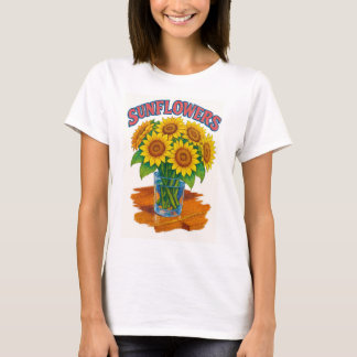 Retro-Sonnenblumen-T-Shirt - Vintage-Blumengrafik T-Shirt