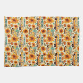 Retro-Sonnenblumen-Van-Muster – Vintage-Boho-Hippi Geschirrtuch (Horizontal)