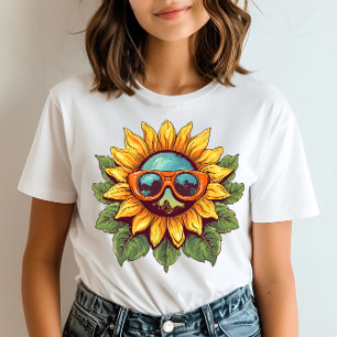 Retro-Sonnenblumenbrille T-Shirt