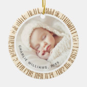 Retro-Sonnenbrasse, cremefarbenes Foto Keramik Ornament (Vorne)