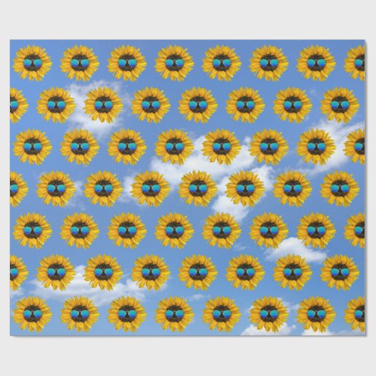 Retro-Sonnenbrille auf Sonnenblume Geschenkpapier (Flach)