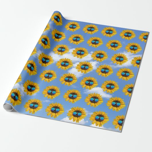 Retro-Sonnenbrille auf Sonnenblume Geschenkpapier (Ungerollt)