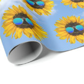 Retro-Sonnenbrille auf Sonnenblume Geschenkpapier (Rolleneckpunkt)