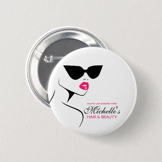 Retro-Sonnenbrille Haare und Schönheit bilden Bran Button (Vorne & Hinten)