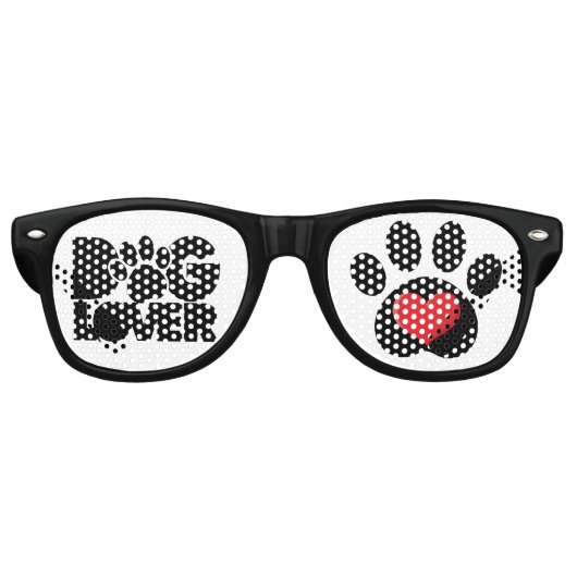 Retro-Sonnenbrille mit Hund-Lover-Logo Partybrille (Vorderseite)