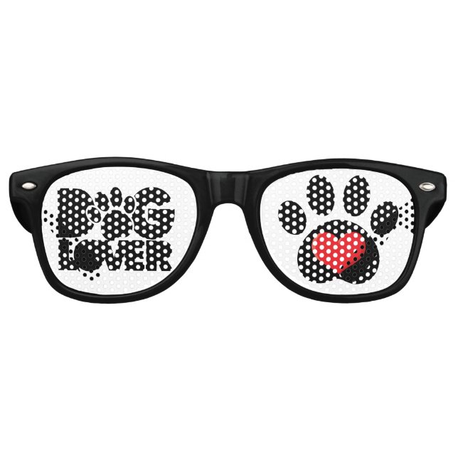 Retro-Sonnenbrille mit Hund-Lover-Logo Partybrille (Vorderseite)