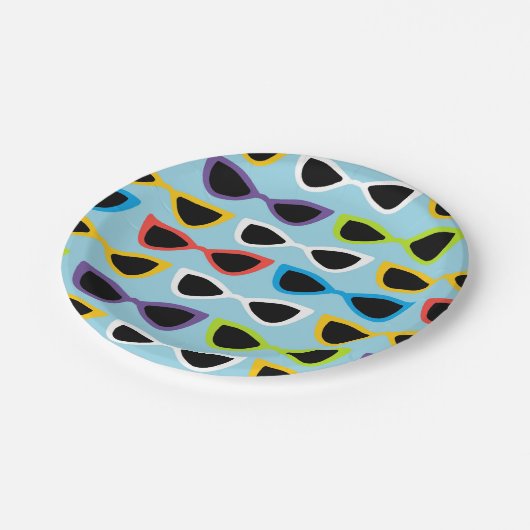 Retro Sonnenbrille-Pappteller Pappteller (Schrägansicht)