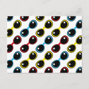 Retro-Sonnenbrille Primäres Blau Rot Postkarte