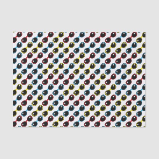 Retro-Sonnenbrille Primäres Blau Rot Seidenpapier (Vorderseite)