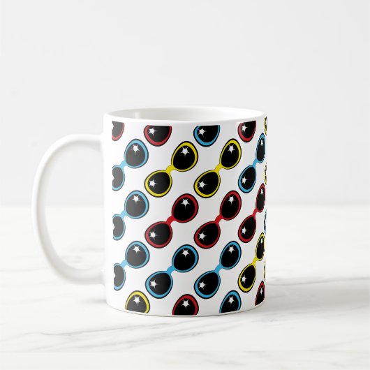Retro-Sonnenbrille Primärfarbmuster Kaffeetasse (Links)