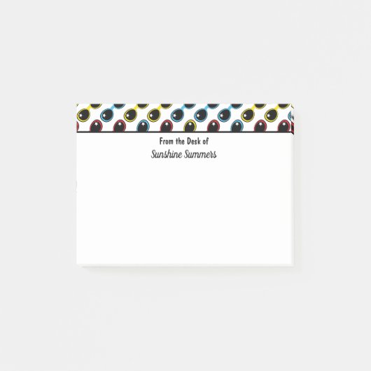 Retro-Sonnenbrille Primärfarbmuster Post-it Klebezettel (Vorderseite)