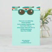 Retro-Sonnenbrille und Surfbretter-Party Einladung (Stehend Vorderseite)