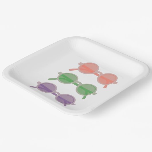 Retro-Sonnenbrillen Papier-Teller Pappteller (Gewinkelt)