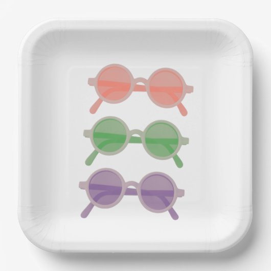 Retro-Sonnenbrillen Papier-Teller Pappteller (Vorderseite)