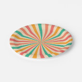 Retro Sonnendurchbruch des bunten Sommers Pappteller (Schrägansicht)