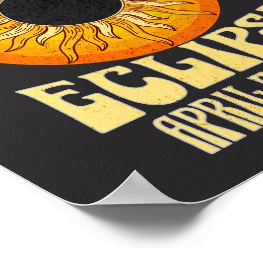 Retro-Sonnenfinsternis Gesamt Eclipse 8. April 202 Poster (Ecke)