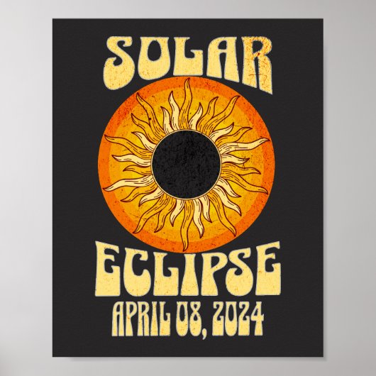 Retro-Sonnenfinsternis Gesamt Eclipse 8. April 202 Poster (Vorne)