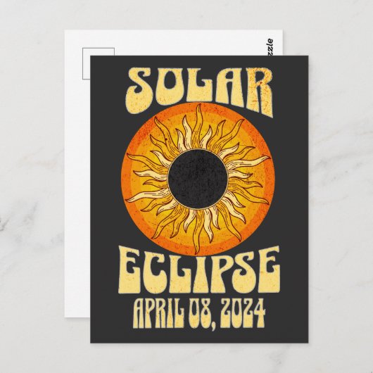 Retro-Sonnenfinsternis Gesamt Eclipse 8. April 202 Postkarte (Vorne/Hinten)